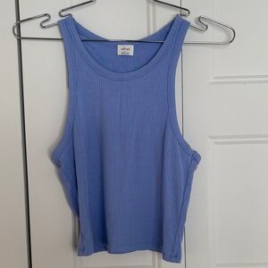 Aritizia Wilfred Blue Ribbed Tank Top racer back sz small